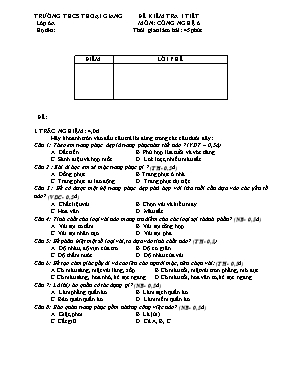Đề kiểm tra 1 tiết môn Công nghệ 6 - Trường THCS Thoại Giang